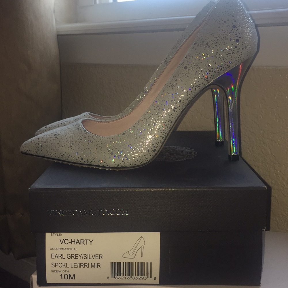 Like New Faux Suede w/ Chrome Accents Pumps